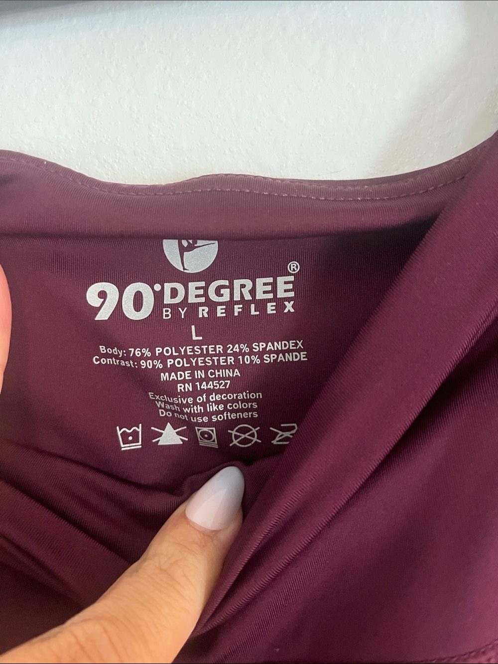 90 DEGREE BY REFLEX High-Waisted Burgundy Active Leggings - Picture 3 of 4